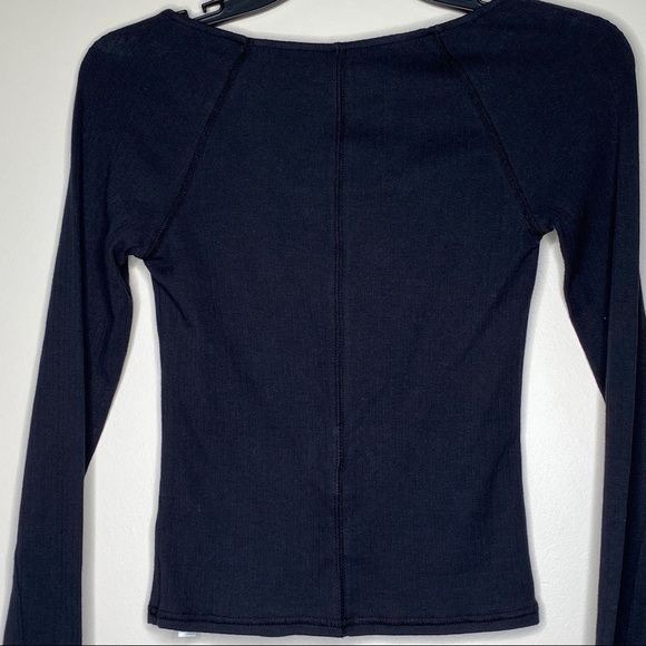 Free People We the People Boho Black Lace Top Long Sleeve Blouse* Size Medium - Picture 9 of 9